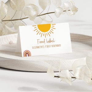 Cartões de barraca de comida para festa de aniversário do sol, cartões de primeira viagem ao redor do sol, modelo de barraca de comida para decoração de menina de primeiro aniversário