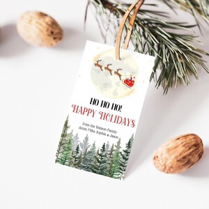 Étiquettes cadeaux imprimables avec le père Noël et les rennes - Décoration cadeau de Noël, étiquettes cadeaux père Noël, décorations de Noël
