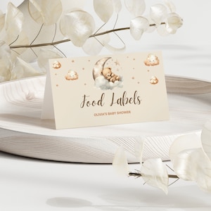 Teddybär-Babyparty-Nahrungszeltkarten, Bärn-Thema-Babyparty-Tischkarten, Babyparty-Dekor-Tischsitzkarten, Bärn-Babyparty