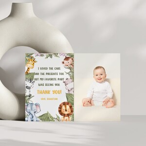 Cartes de remerciement Wild One Birthday, notes de remerciement d'anniversaire Safari, décorations d'anniversaire dans la jungle, cartes de remerciement pour bébés, fête Wild One