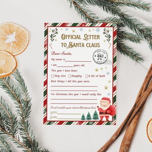 Carta a Papá Noel para imprimir para niños - Carta oficial de Navidad y decoración, Carta de Navidad a Papá Noel