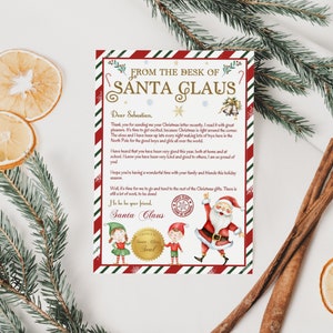 Carta personalizada a Papá Noel para niños, correspondencia oficial del Polo Norte, recuerdo de Nochebuena, magia navideña, carta personalizada a Papá Noel