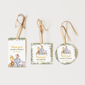 Wild One Birthday Gift Tags, Safari Birthday Thank You Tags, Jungle Birthday Decorations Party Favor Tags, Wild One Party Printable Tags