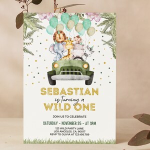 Wild One Birthday Boy Invitation, Safari Invitation, Wild One Birthday Invitation, Jungle Invitation, Wild One Party, Wild One Invitation
