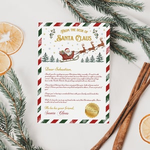 Carta de Papá Noel personalizable desde el Polo Norte con plantilla de correo oficial, plantilla de carta de Papá Noel, carta de Papá Noel