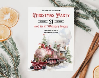 Polar Express Christmas Party Invitation, Holiday Party Invitation, Polar Express Christmas Card, Christmas Party Invite, Christmas Decor