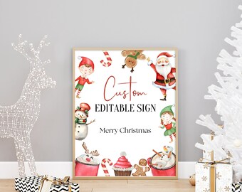 Editable Christmas Gift Table Printable Sign Template for Parties - Custom 8x10, Christmas Custom Sign Template, Printable Custom Sign