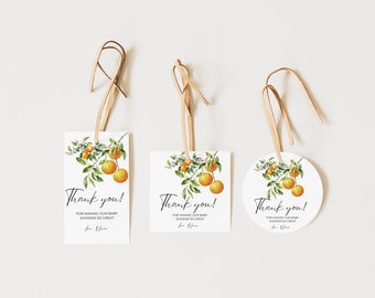 Little Cutie Baby Shower Thank You Tags | Orange Clementine Favor Tags | Editable Canva Template | Digital Download