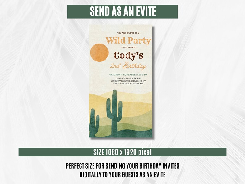 Wild West Birthday Evite Cowboy Party Mobile Invitation (digital