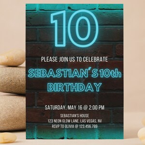 Neon Birthday Invitation, Glow In The Dark Birthday Party, Glow Party Invitation, Neon Birthday Party, Glow Invitation, Glow Birthday