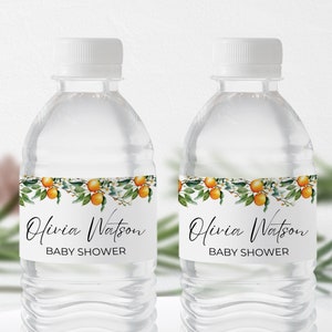 Little Cutie Baby Shower Water Bottle Labels, Orange Baby Shower Water Bottle Sticker, Clementine Baby Shower Decorations Printable Template