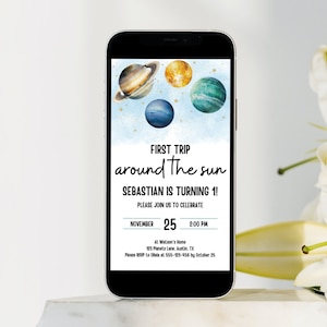 First Trip Around The Sun Birthday Invitation: Space Theme (Digital)
