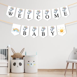 Elephant Baby Shower Banner, Little Peanut Baby Shower Bunting, Elephant Banner, Blue Elephant Balloon Baby Shower Decor, Gender Neutral