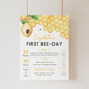 Tabellone per il primo compleanno delle api: decorazione a nido d&#39;ape (download digitale)