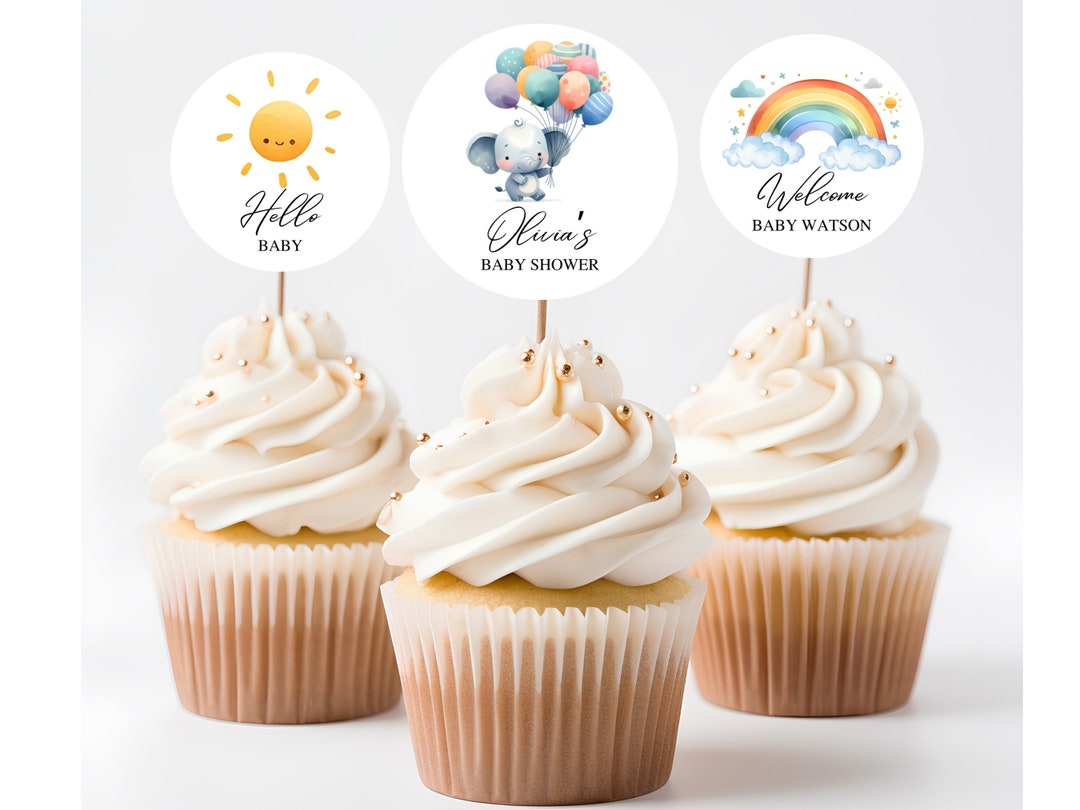24 Pink Baby Elephant Cupcake Toppers – Baby Shower & Birthday Party Decorations