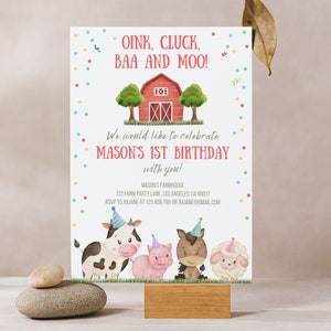 Farm Birthday Invitation, Farm Theme Birthday Invitation, Boy First Birthday Invites, Farm Animal Birthday Decorations, Farm Invitation