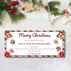Editable Christmas Gift Voucher, Christmas Coupon, Printable Gift Card, Xmas Template, Printable Gift Card Voucher