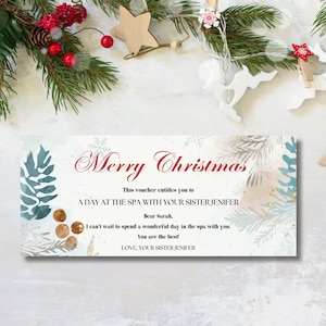Vale-presente de Natal editável, cupom de Natal, cartão-presente para impressão, modelo de Natal, vale-presente para impressão