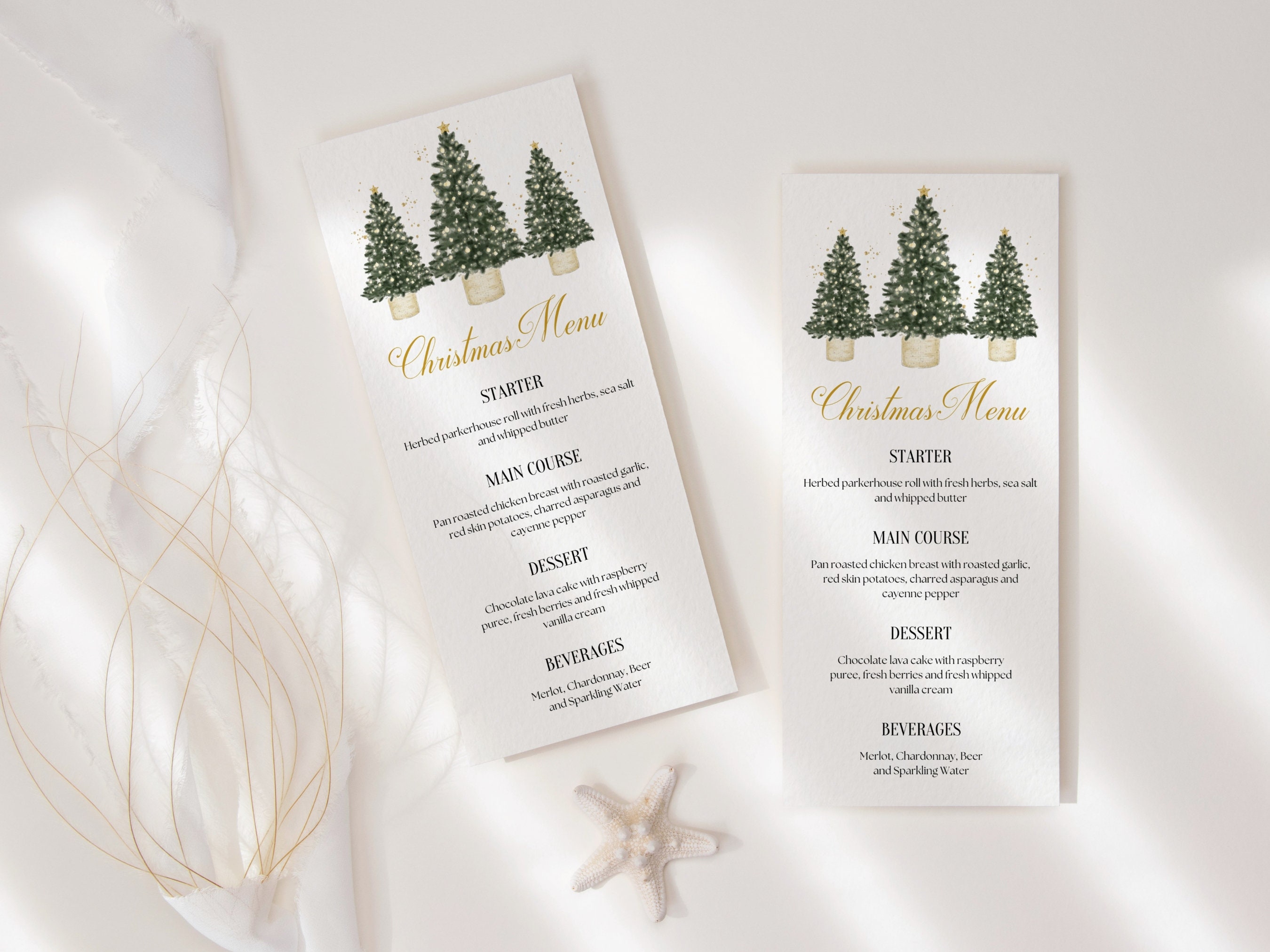 Festive Menu. Example Printable Christmas Menu Template: Festive Holiday Dinner (digital ...
