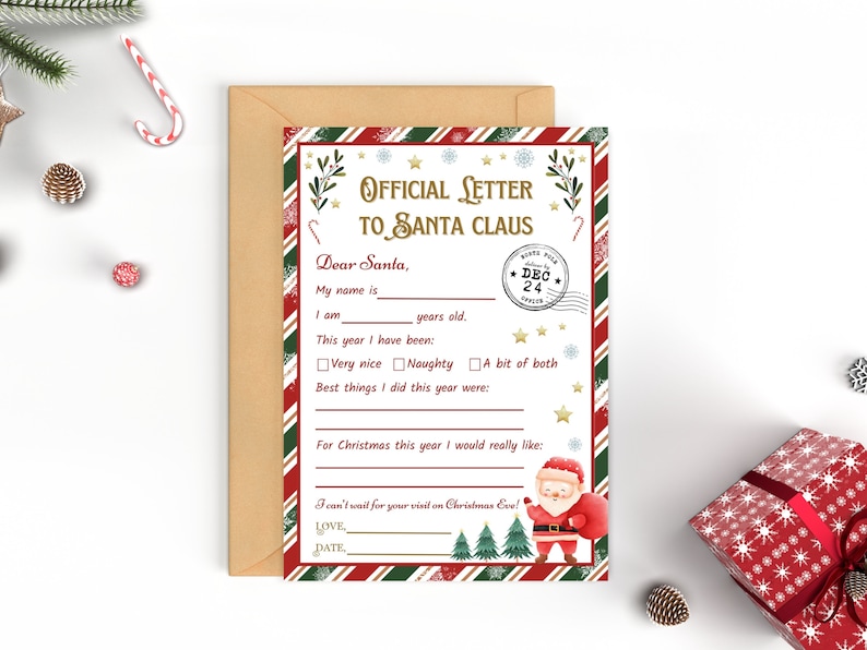 Letter to Santa Printable, Christmas Santa Letter, Official Letter to