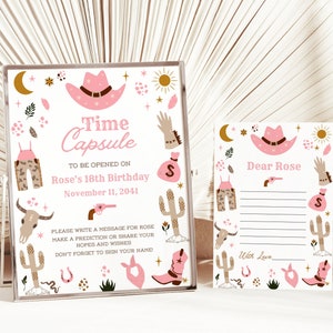 Mein erster Rodeo Geburtstag Time Capsule, Cowgirl Geburtstagswunschkarte, Time Capsule 1. Geburtstag Gästebuch, Western Birthday Viel Glück Karte CI