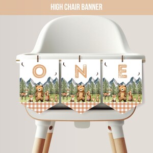 Woodland High Chair Banner, First Birthday Bunting, Wild One Banner, Woodland Banner, Wild One Birthday Party, One Birthday Banner