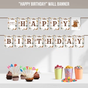 Mein erstes Rodeo Geburtstagsbanner, Cowboy Geburtstagsbanner, Western Geburtstag druckbares Banner, Geburtstagsgirlande, Benutzerdefiniertes Banner, CI