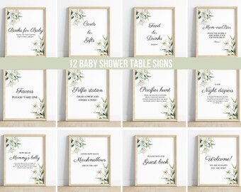 Baby In Bloom Baby Shower Table Signs | Wildflower Pacifier Hunt | Editable Canva Template | Digital Download
