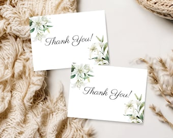 Baby In Bloom Baby Shower Thank You Card | Greenery Baby Shower Thank You Note | Editable Canva Template | Digital Download