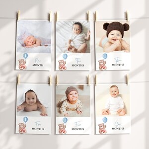 Cartes d'étape importante pour l'anniversaire d'un bébé ours en peluche, bannière photo mensuelle premier anniversaire Beary, jalons mensuels pour 1er anniversaire de l'ours en peluche, TB