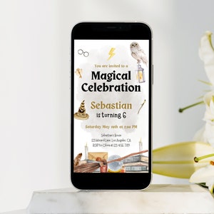 Wizard Birthday Mobile Invitation, Wizard School Magical Birthday Party, Wizard Invitation, Wizardry Birthday Party, Wizard Party Decor