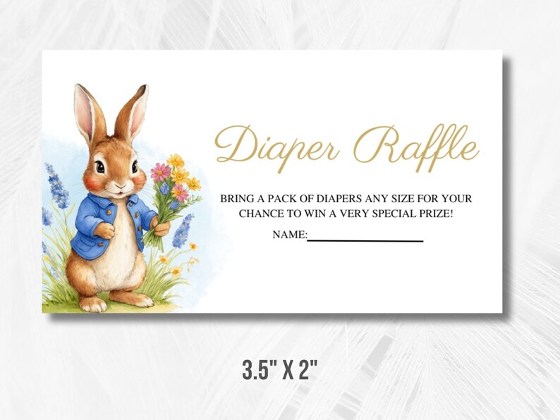 Peter Rabbit Diaper Raffle Peter Rabbit Baby Shower Diaper Raffle Cards, Flopsy Bunny Baby Shower ...