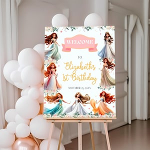 Princess Party Birthday Welcome Sign, Princess Theme Birthday Sign, Birthday Poster, Royal Birthday Party, Princess Birthday Decorations