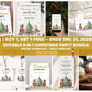 Nutcracker Christmas Party Bundle: Editable Dinner & Holiday Kit (Editable Canva Templates, Digital Download)
