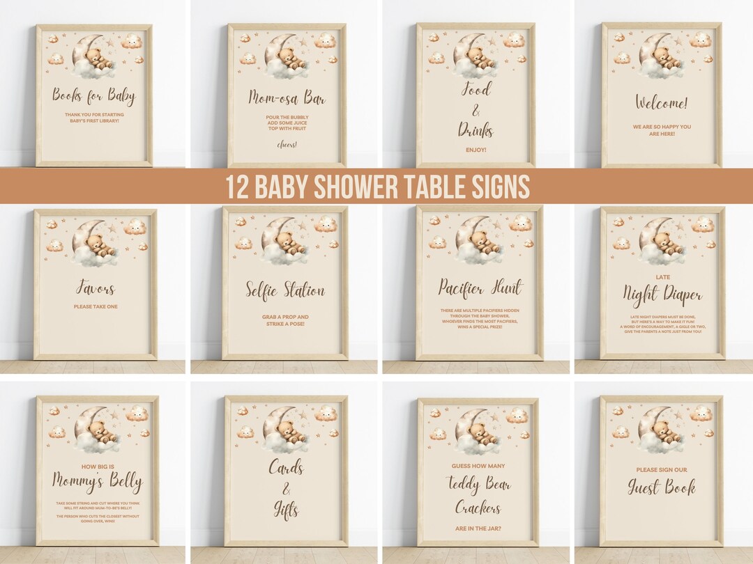 テディベア ベビーシャワー テーブルサイン：8x10 (デジタル