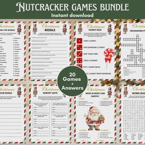 Nutcracker Christmas Games Bundle: 20 Family Party Games | Printable Holiday Games | Digital Download