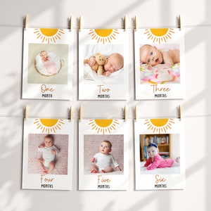 Bannière photo fête d'anniversaire soleil, cartes jalon premier voyage autour du soleil bébé, décoration 1er anniversaire fille marqueurs jalon mensuels