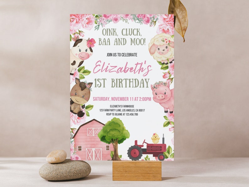 Farm Birthday Invitation Barn Animals Party Invite Barnyard Etsy