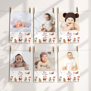 Weihnachten Baby Meilensteinkarten, 1. Jahr Monatliches Fotobanner, Geburtstagsfeier Dekor, 1. Geburtstagsfeier Weihnachtsdekoration