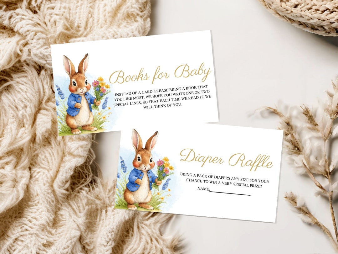 Peter Rabbit Diaper Raffle Sign Peter Rabbit Baby Shower Diaper Raffle Cards, Flopsy Bunny Baby Shower ...