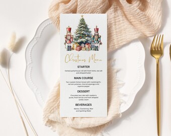 Nutcracker Christmas Party Menu Template: Editable Dinner Decor (Digital Download)