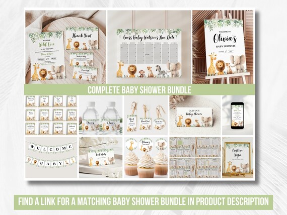 Étiquettes Personnalisées Bouteille D'eau - Safari Jungle - Anniversaire Et Baby Shower - Autocollants Résistants - Lot De 20
