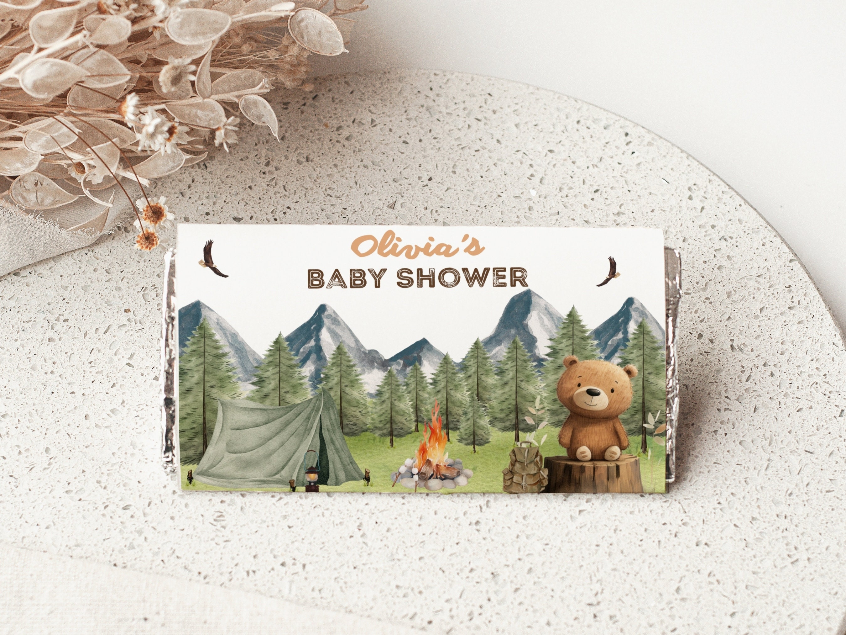 Little Camper Baby Shower Chocolate Wrapper | Adventure Awaits Candy ...