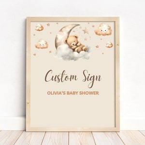 Teddy Bär-Baby-Dusche Late Night Windel Zeichen, Bär Thema Baby Shower Schnuller Jagd Zeichen, Baby-Dusche-Dekor Windel Raffle Zeichen, Tisch Zeichen