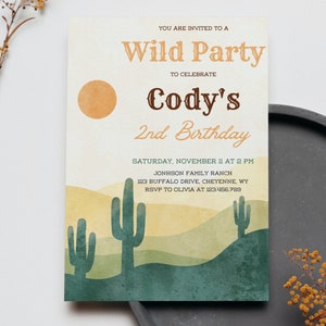Wild Party Cowboy Invitation, Western Invitation, Cowboy Birthday, Wild West Birthday, Cowboy Party Decor, Digital Download, CI