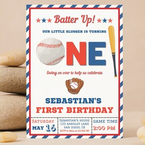Baseball erste Geburtstagseinladung, Sport-Geburtstagseinladung, Baseball-Einladung, Baseball-Geburtstags-Einladung, 1. Geburtstags-Party-Junge