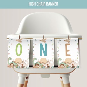 Baby Dinosaur Birthday Banner, Dinosaur Party High Chair Banner First Birthday, Baby Girl One Banner, Baby Boy Dinosaur Custom Banner, DI