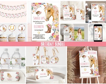 Horse Birthday Party Bundle, My First Rodeo Party Pack, Little Pony Party, Cowgirl Birthday Party, Western Invitation, Country Birthday
