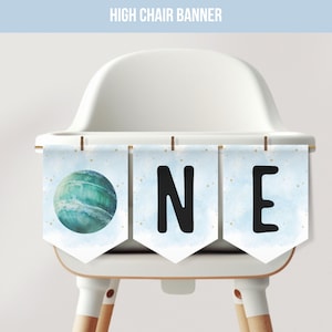 Outer Space First Birthday High Chair Banner (Digital Download)