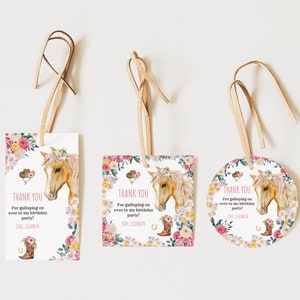Horse Birthday Gift Tags, My First Rodeo Thank You Tags, Little Pony Party Favor Tags, Cowgirl Birthday Gift Tags, Horse Birthday Party